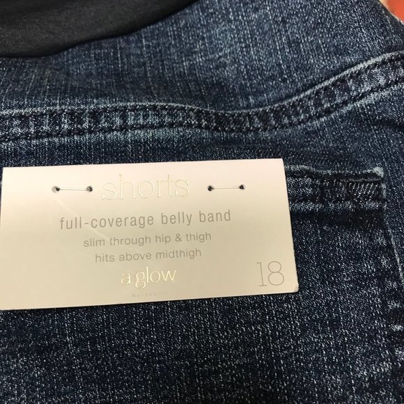 NWT A:glow Maternity 18 Comfy Blue Dark Wash Denim Jean Casual Summer Short - Picture 5 of 5